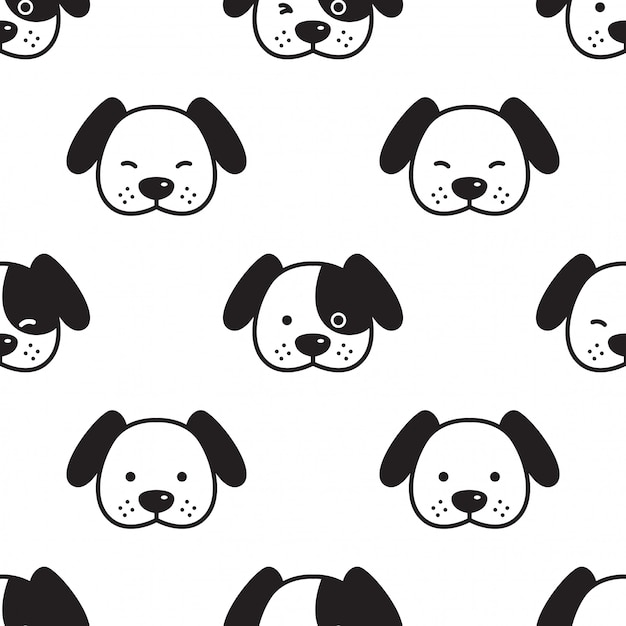 dog french bulldog seamless pattern head