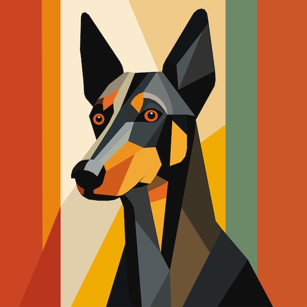 dog in geometric style with abstract background