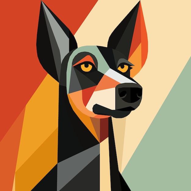 dog in geometric style with abstract background