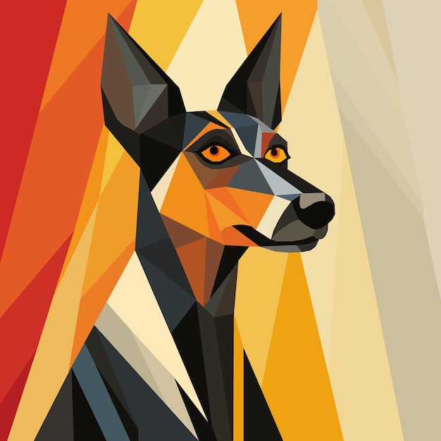 dog in geometric style with light abstract background