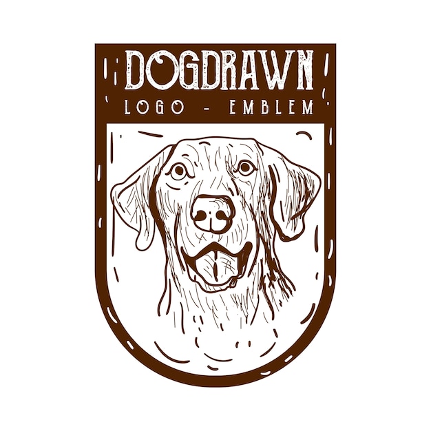 Dog Hand Drawn logo emblem