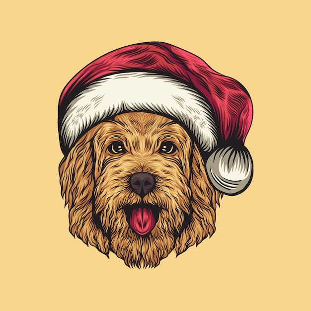 Dog hat santa  illustration