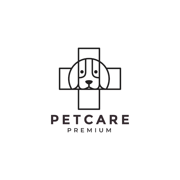 Dog head care logo design vector graphic icon symbol illustration