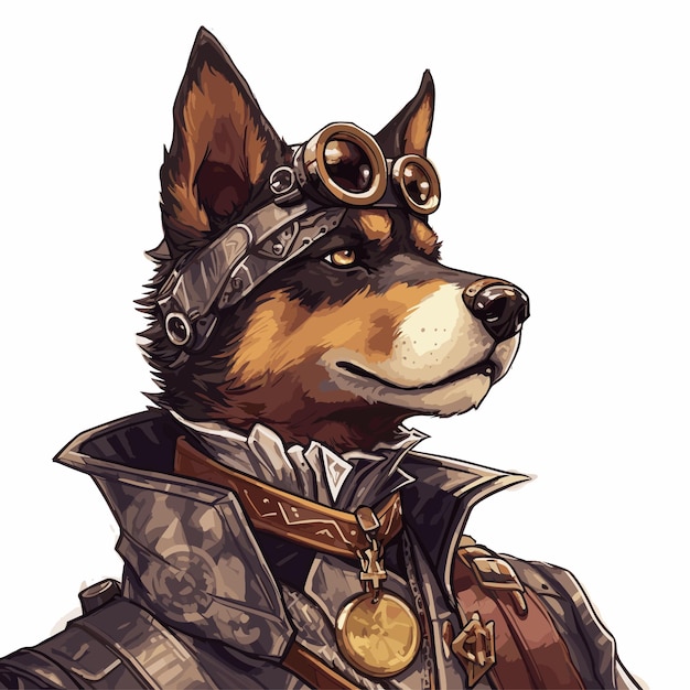 Dog Head Hunter in Steampunk Shades futuristic animals