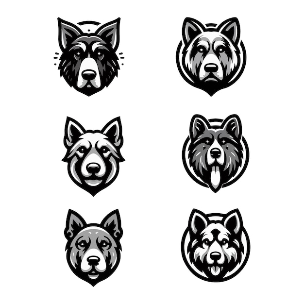 Dog head logo collection featuring various breeds and styles