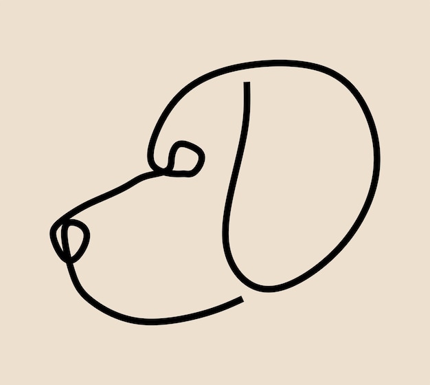 Dog head pet animal oneline continuous line art