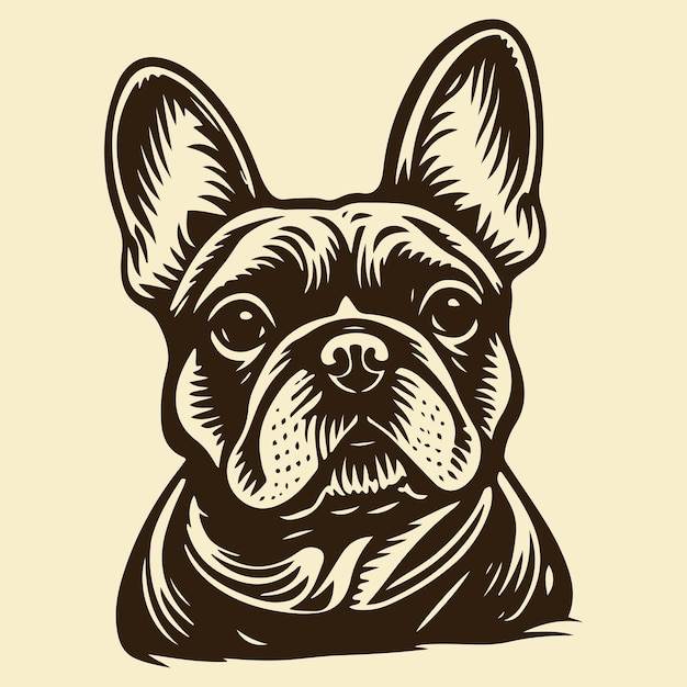 Dog head Vector illustration French Bulldog Vintage Logo