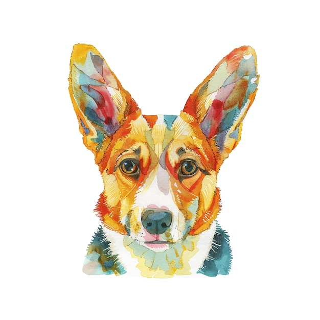 dog head vector illustration in watercolour style