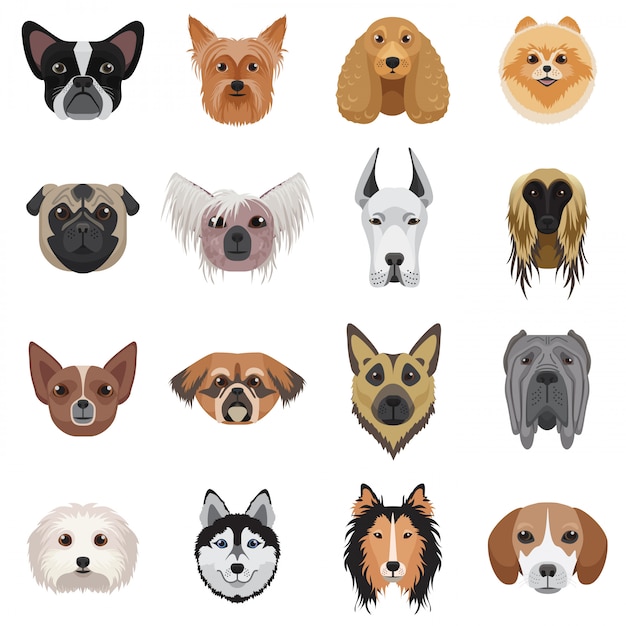 Dog heads logo set.