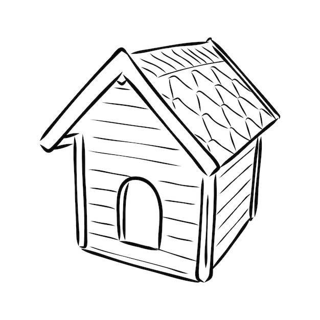 Dog house isolated graphic black white sketch illustration vector