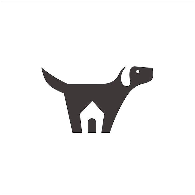 Dog house negative space logo