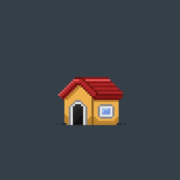 dog house in pixel art style