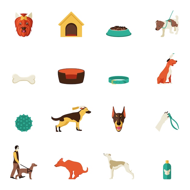 Dog icons flat