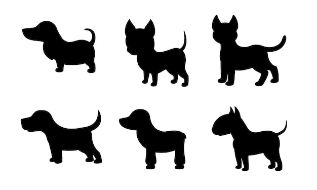 Dog isolated vector Silhouettes.