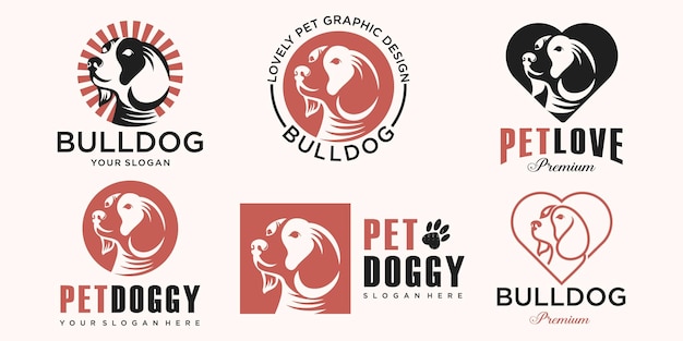 Dog logo Design Vector Template Dog icon set logo vintage