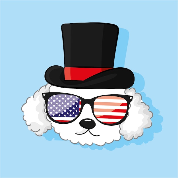 Dog Looking Cute in Stars and Stripes Flag Sunglasses 4th of july patriotic independence day of USA