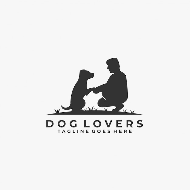 Dog Lovers With Man Silhouette   Logo.