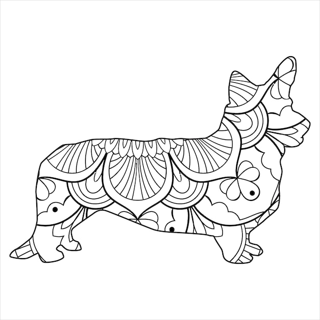 Dog Mandala Coloring Vector Illustration