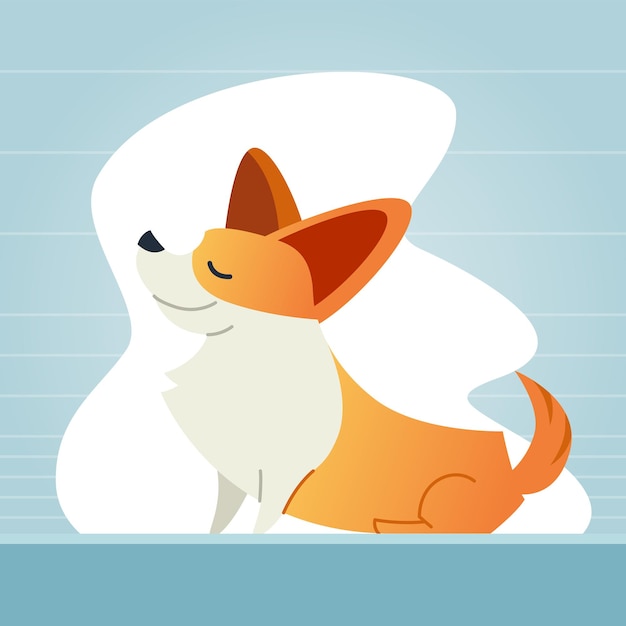 Dog - modern vector flat illustration. Cartoon animal character. Gift image of corgi sitting, smiling, having a good time.