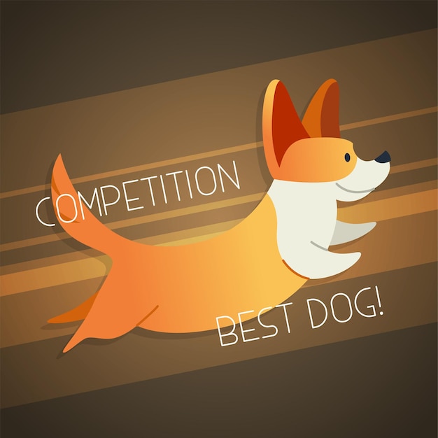 Dog - modern vector phrase flat illustration. Cartoon animal character. Gift image of corgi jumping with words competition.