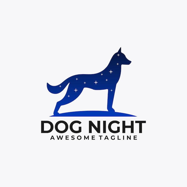 Dog night logo design template