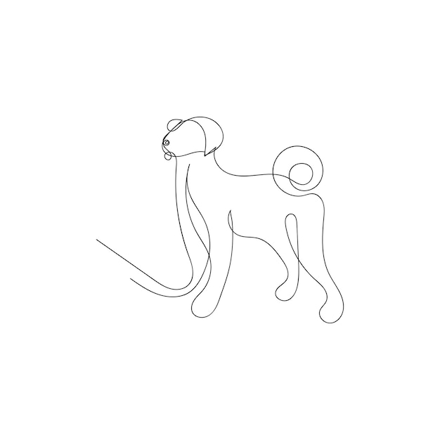 Vector dog one line art dog continuous line art dog minimal line art design