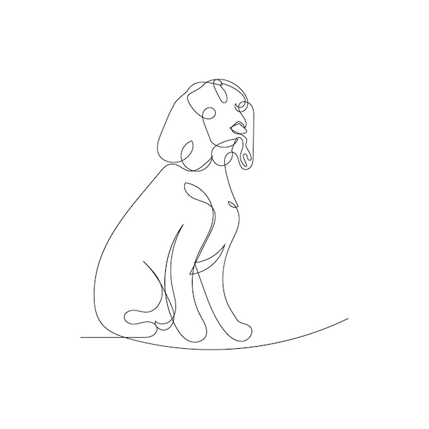 dog one line art logo design icon