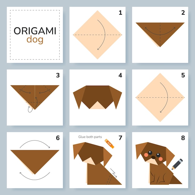 Dog origami scheme tutorial moving model Origami for kids Step by step how to make a cute origami