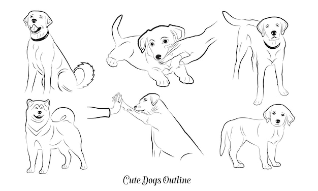 Dog outline icon Pet vector illustration Canine symbol isolated