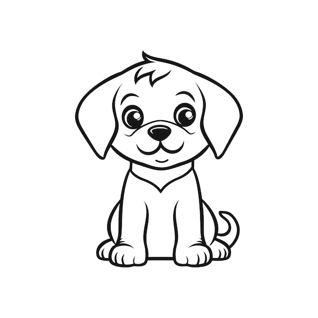 Dog outline sketch vector Hand drawn dog linear illustration Monochrome silhouette for coloring b