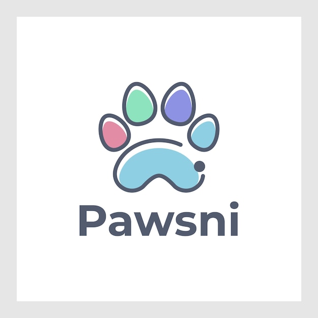 dog paw character logo design