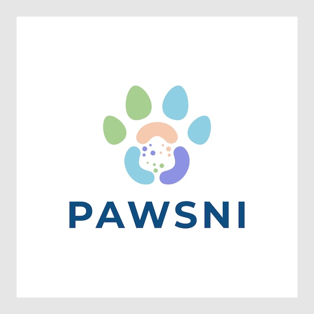 dog paw character logo design