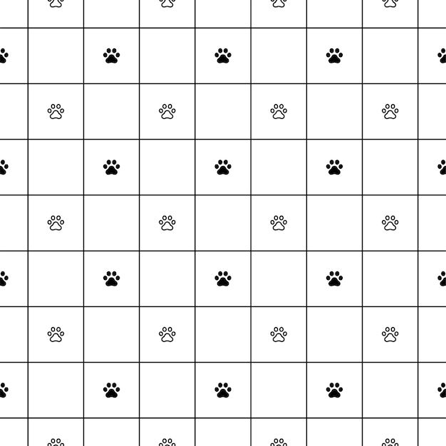 dog paw seamless pattern footprint checked