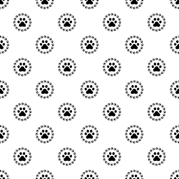 dog paw seamless pattern footprint