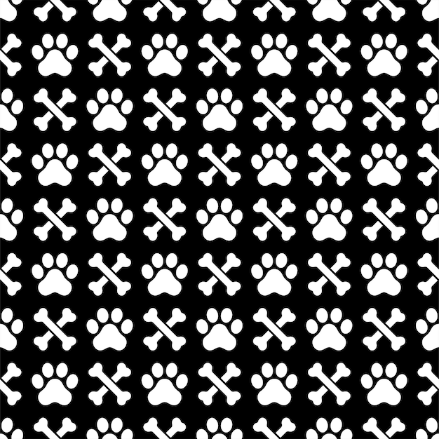 dog paw seamless pattern puppy bone footprint