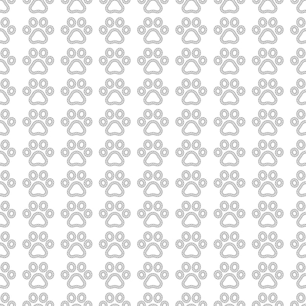 dog paw seamless pattern rope footprint pet cartoon