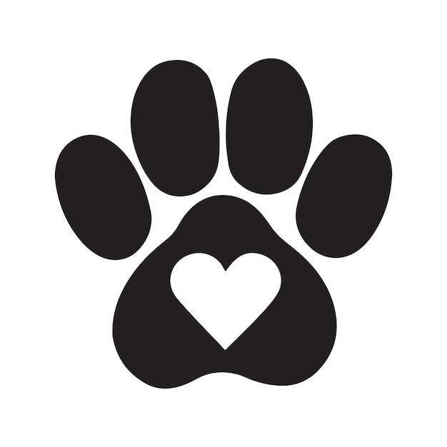 Vector dog paw vector illustration in black and white