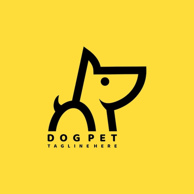 Dog pet logo line design vector