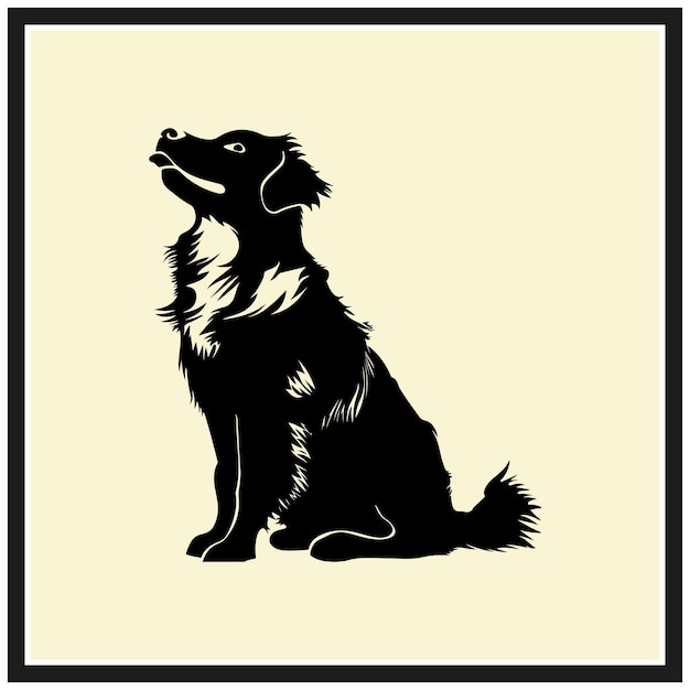 Dog playing silhouette vector illustration clipart on white background