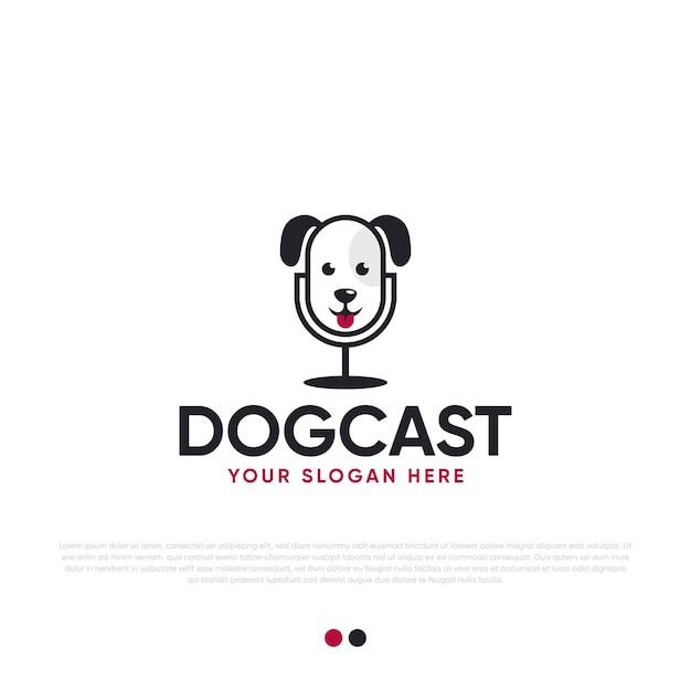 Dog podcast logo design premium vector