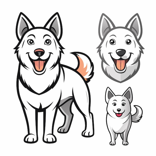 Dog pose set vector