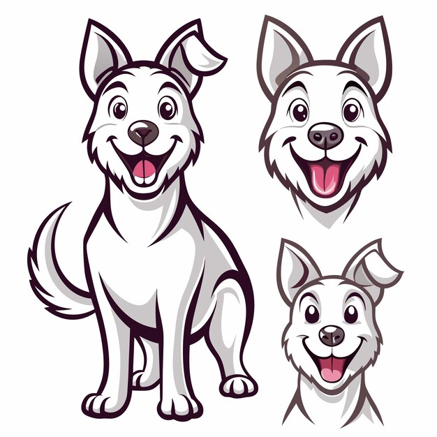 Dog pose set vector