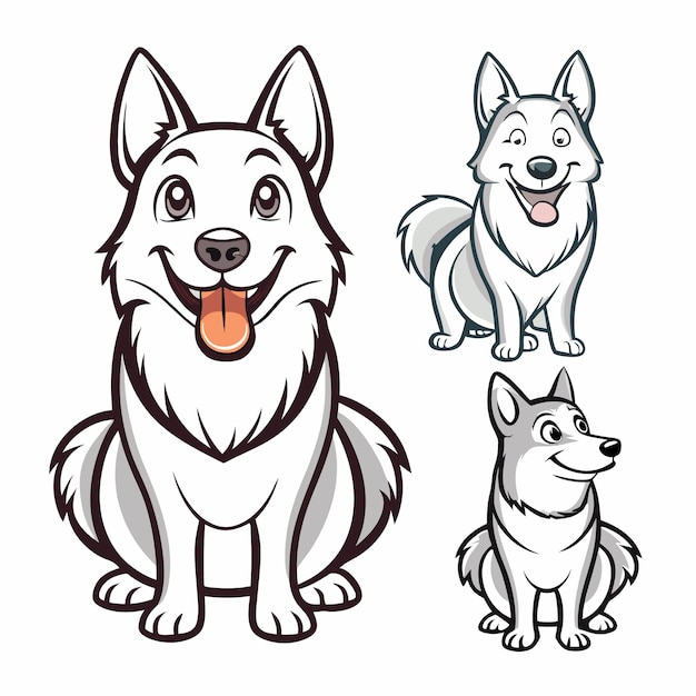 Dog pose set vector