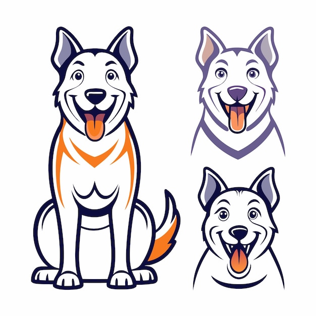 Dog pose set vector