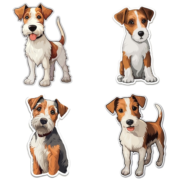 Vector dog and puppies vector collection set fox terrier