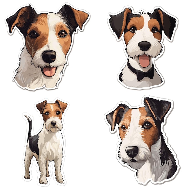 Dog and puppies vector collection set fox terrier