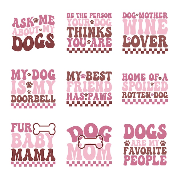 dog retro svg design bundle and digital download