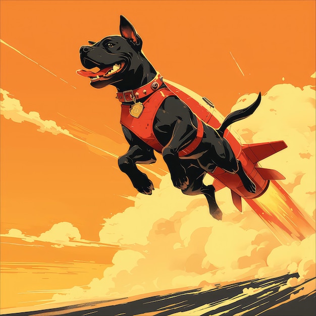 Dog rides rocket into the sky