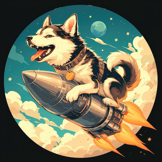 Dog rides rocket into the sky