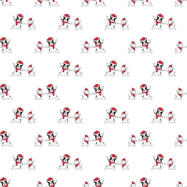 dog seamless pattern french bulldog christmas santa claus